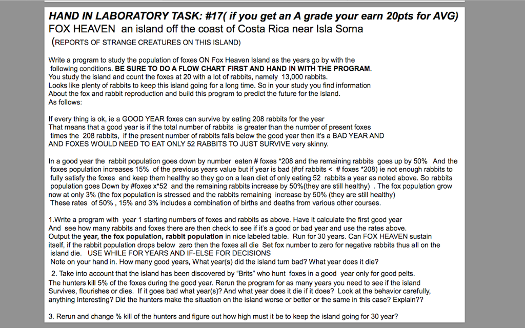  Using C++ Program HAND IN LABORATORY TASK: #17( if you get