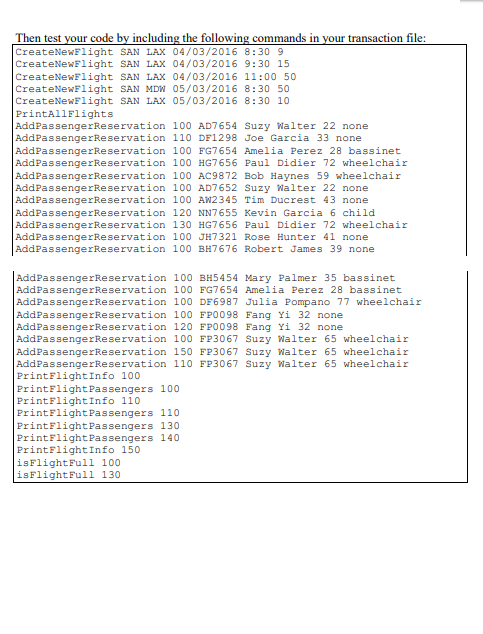 summarized below: FlightReservation class has the following private attribute: vector flights;list of