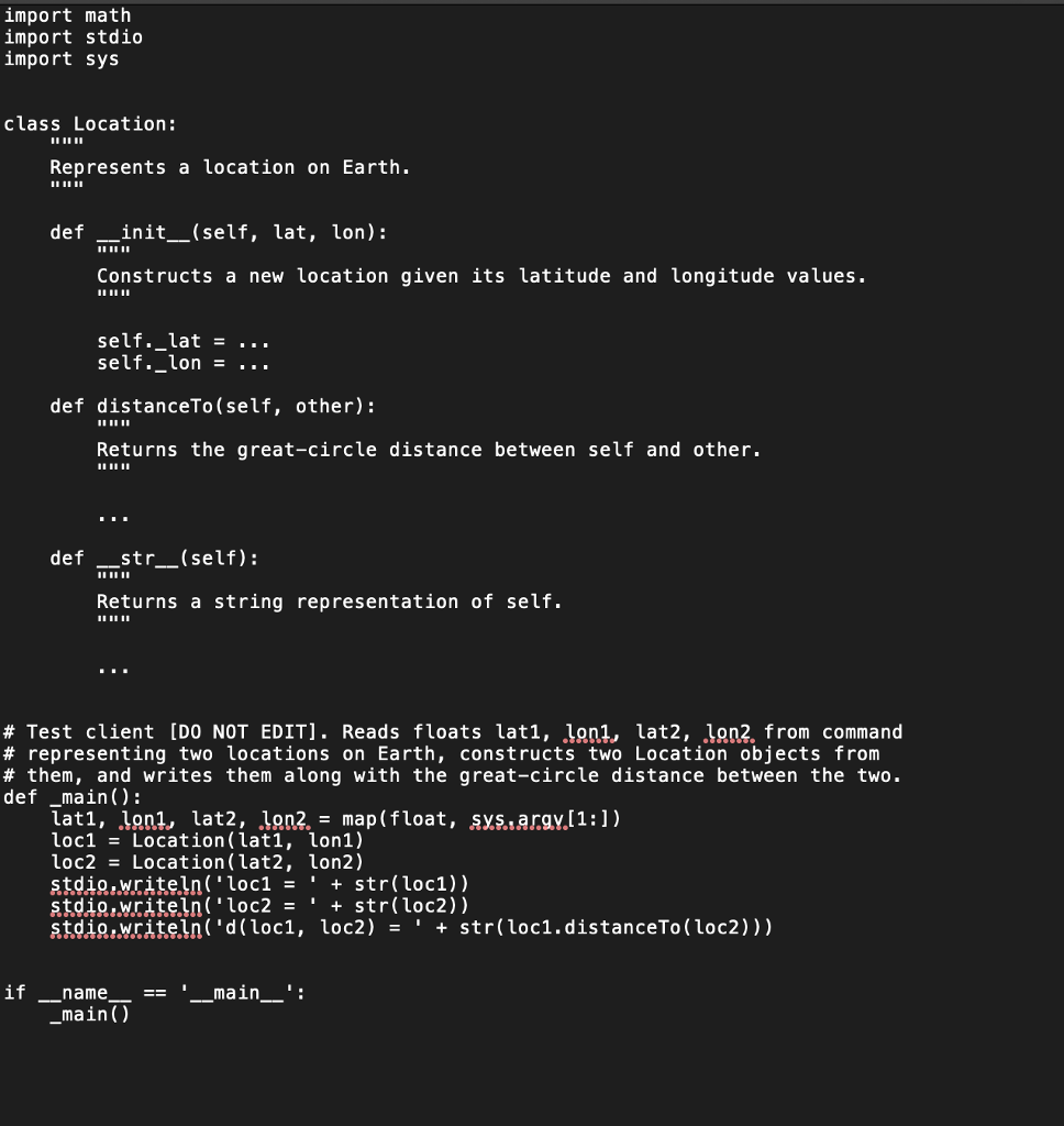 that represents a location on Earth using its latitude and longitude. The