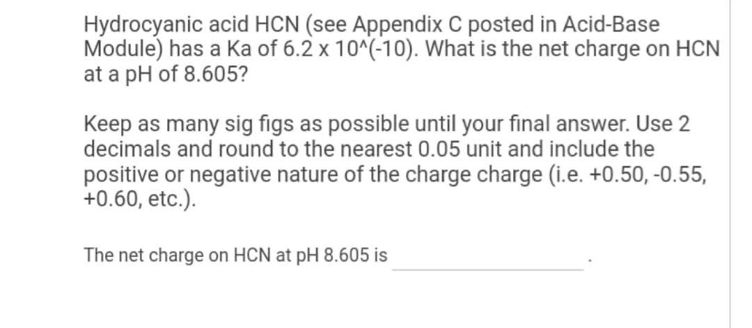 Please solve biochemistry/ionic equilibrium question. Please give step by step solution. Hydrocyanic
