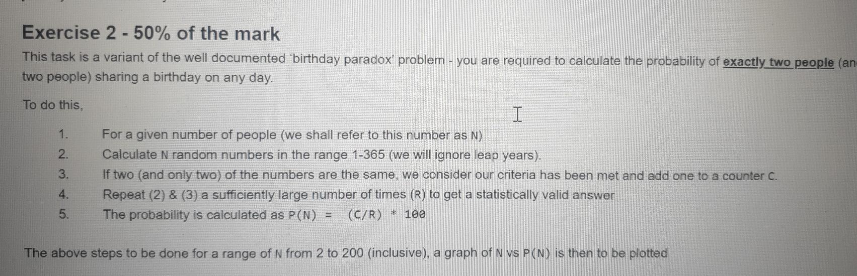 I need help with creating the parfor code Exercise 2 - 50%