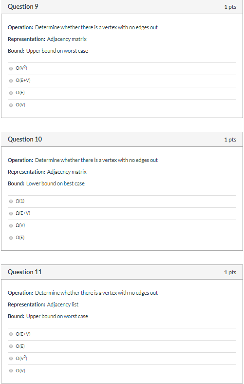 desired bound. The possible answers are all O() or () complexity measures