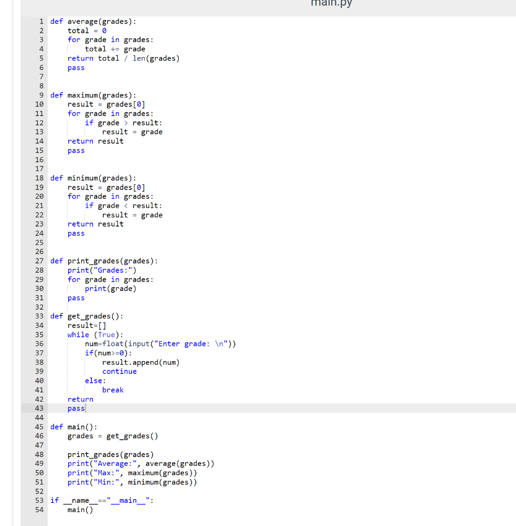 get the following output at the end. In python please! thanks! get