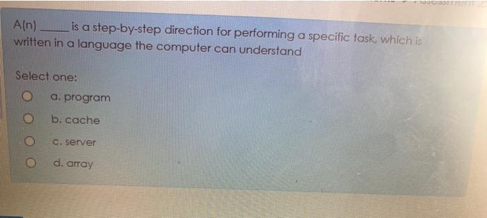  Aln) is a step-by-step direction for performing a specific task, which