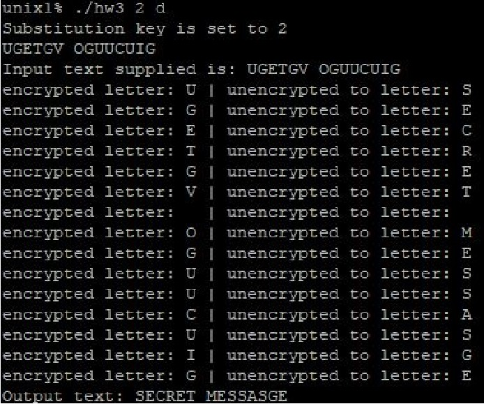 argument that defines the key Your code should read an unencrypted message