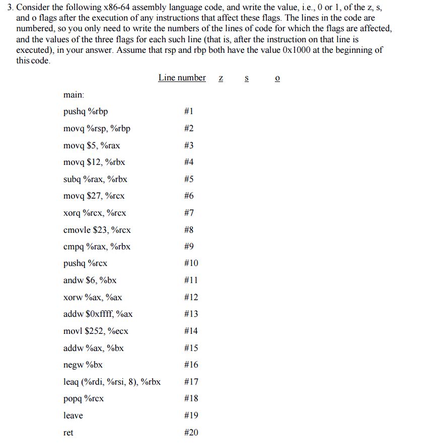 Consider the following x86-64 assembly language code, and write the value,