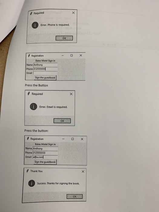 Information to a file. All fields see the screens are required to
