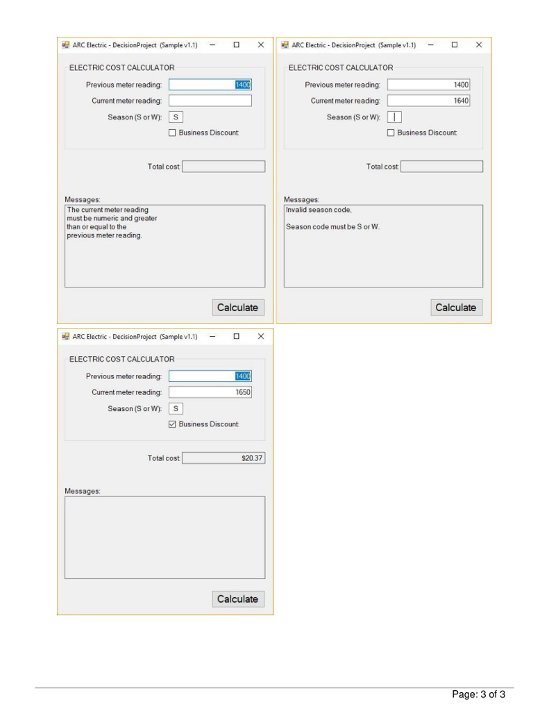 a project which provides the ability to calculate the cost of electricity