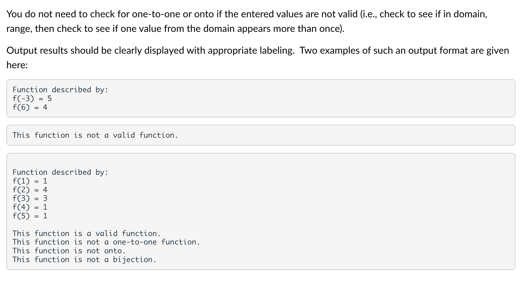 EXAMPLE GIVEN. Given a function f from A={1,2,3,4,5} to itself, write a