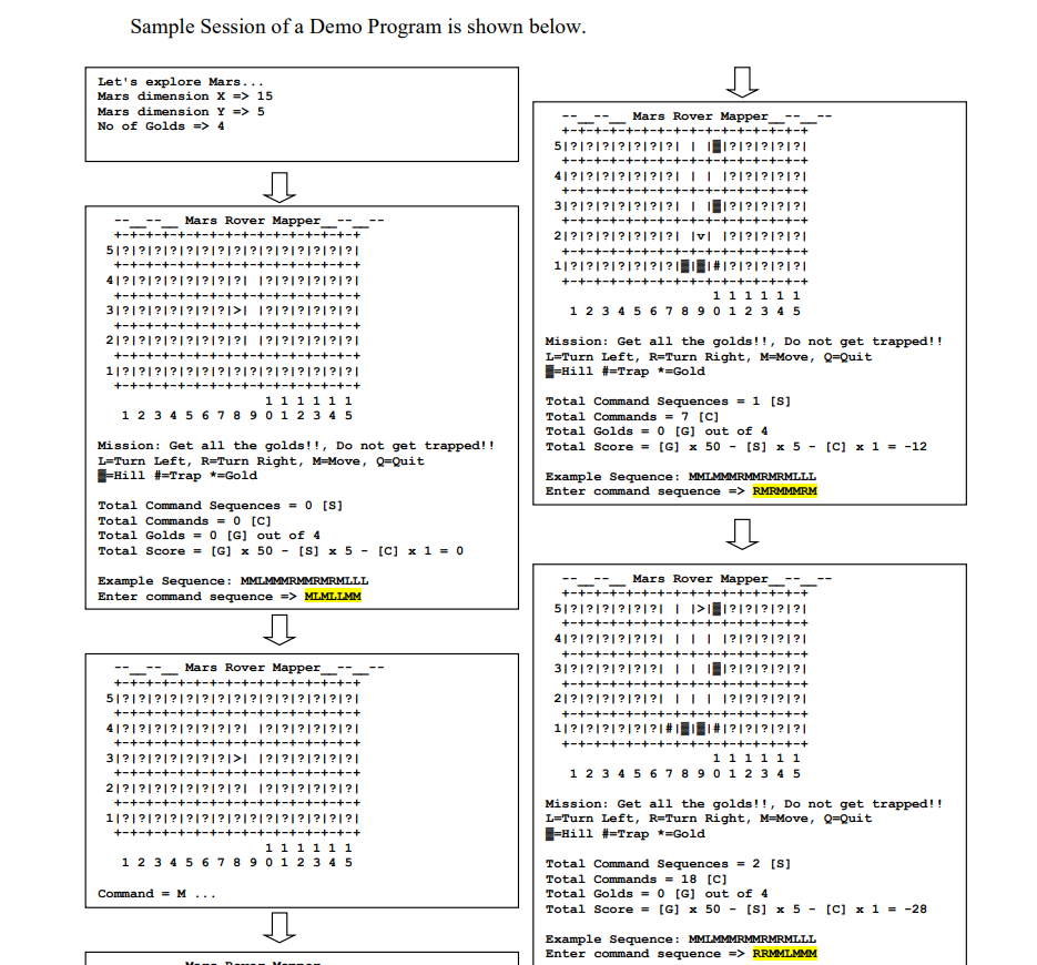 user at the end of the game. The Mars Rover Mapper, which