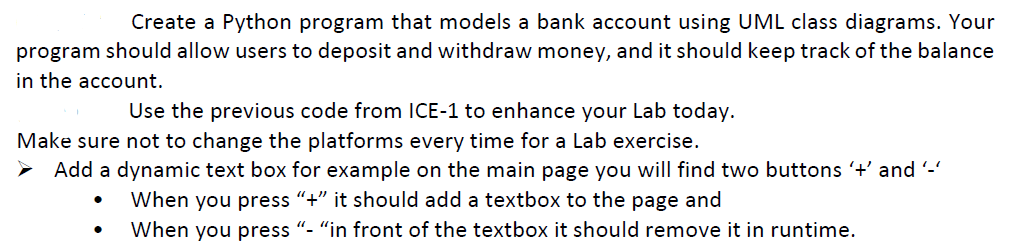 Create a Python program that models a bank account using UML