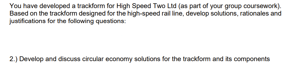  You have developed a trackform for High Speed Two Ltd (as