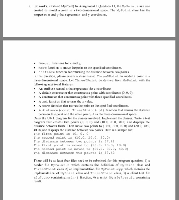  7. [30 marks (Extend MyPoint) In Assignment 1 Question 11, the