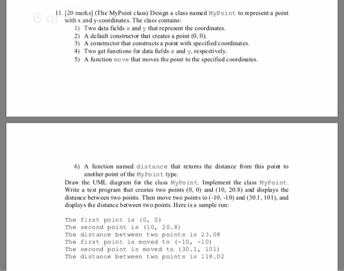 MyPoint class was created to model a point in a two-dimensional space.