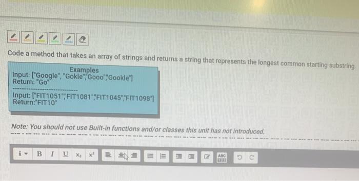  java Code a method that takes an array of strings and