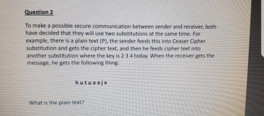  Question 2 To make a possible secure communication between sender and