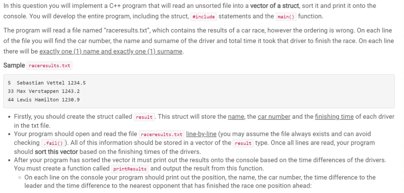  In this question you will implement a C++ program that will