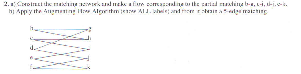 2. a) Construct the matching network and make a flow corresponding