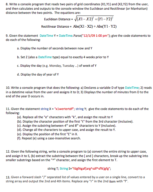  8. Write a console program that reads two pairs of grid