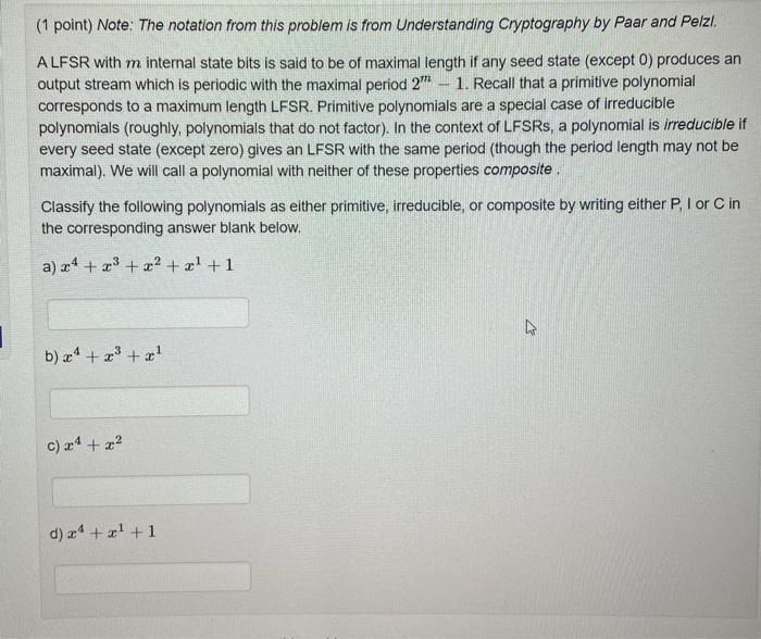  (1 point) Note: The notation from this problem is from Understanding