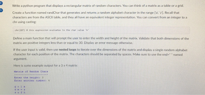  Write a python program that displays a rectangular matrix of random