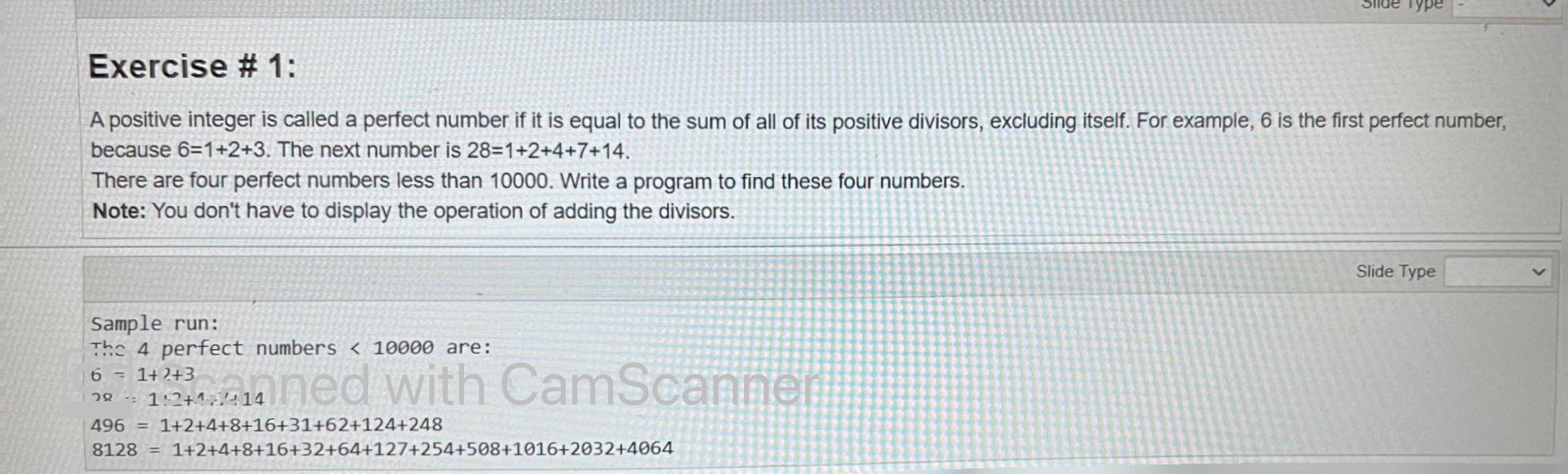 Using python A positive integer is called a perfect number if it