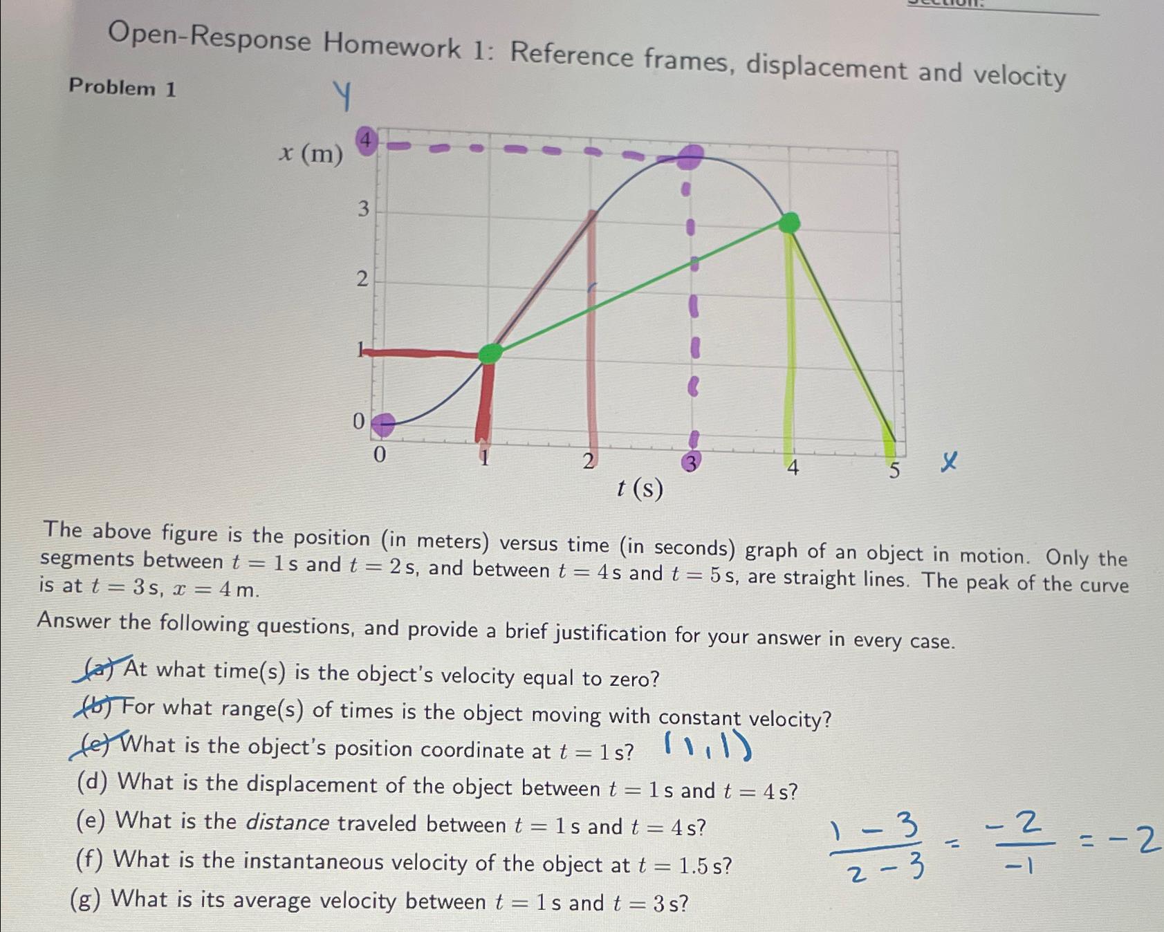 Open-Response Homework 1: Reference frames, displacement and velocity\ Problem 1\ y\