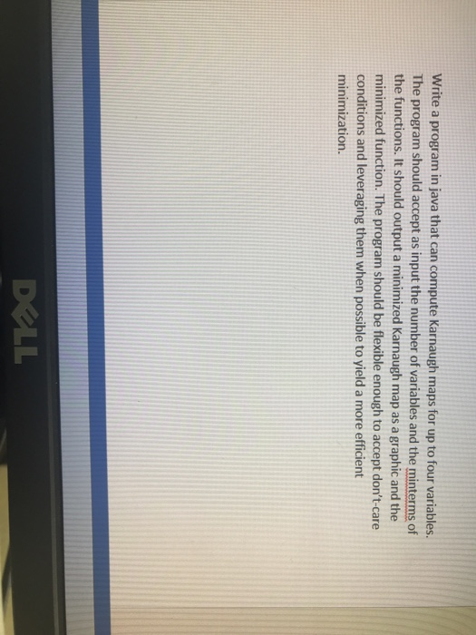  Write a program in java that can compute Karnaugh maps for