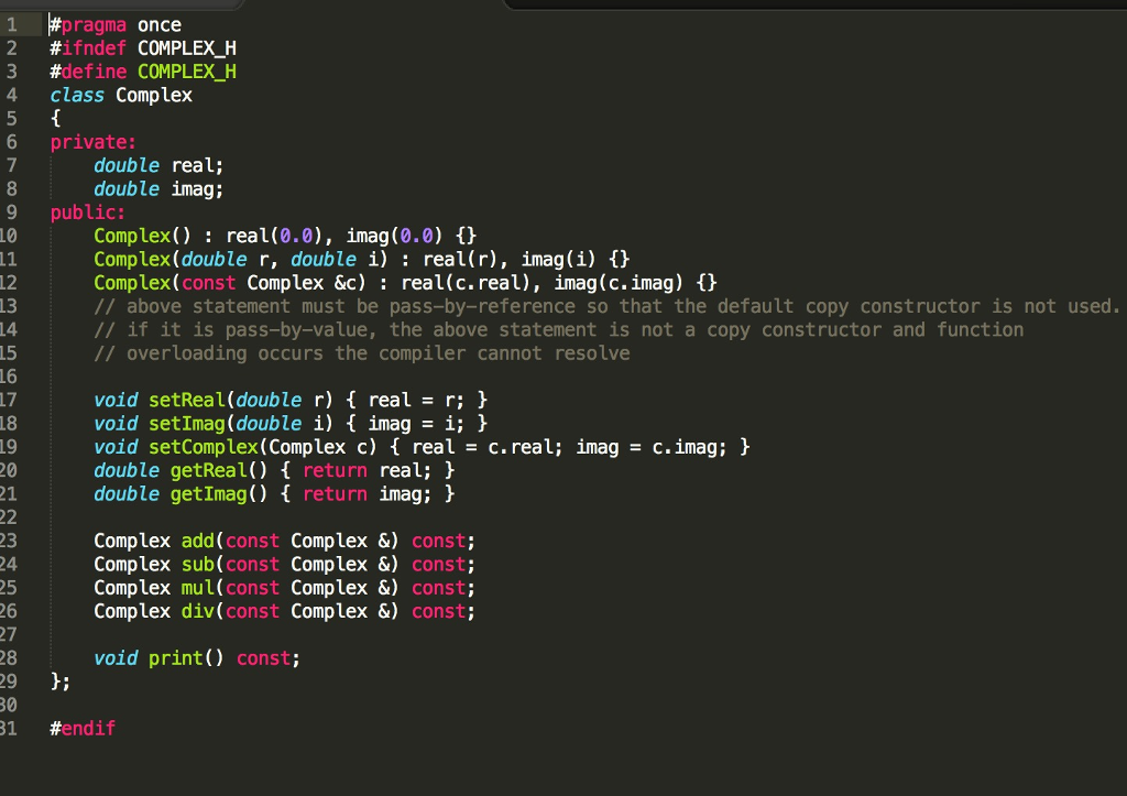 write in C++, thanks 1. Write a derived class for the Complex