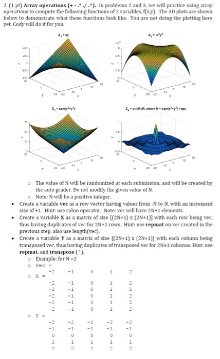  In problems 2 and 3, we will practice using array operations
