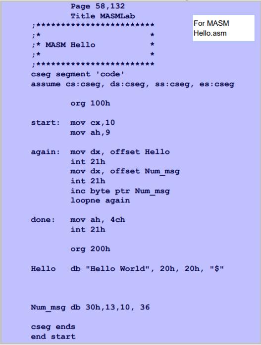Using the below assembly code as a base, build upon it to