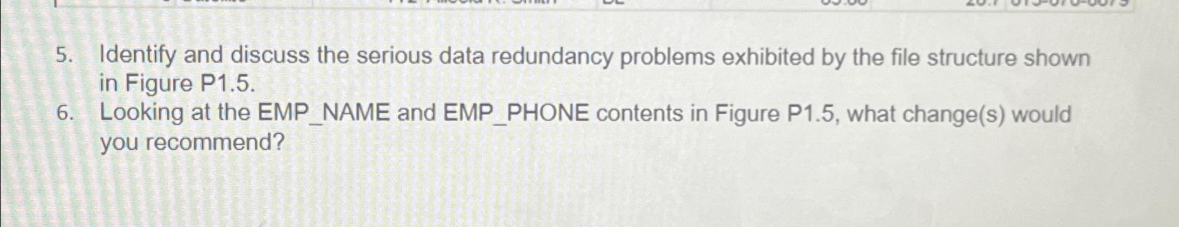  Identify and discuss the serious data redundancy problems exhibited by the