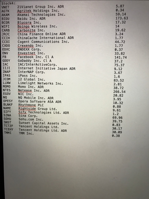 each will be as following: Stock account: Display current price for a