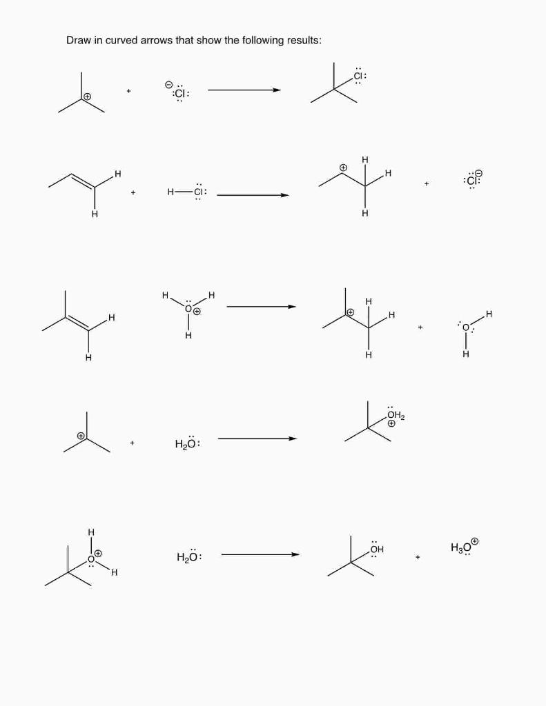 that Draw the results of the following curved arrows: Draw in curved