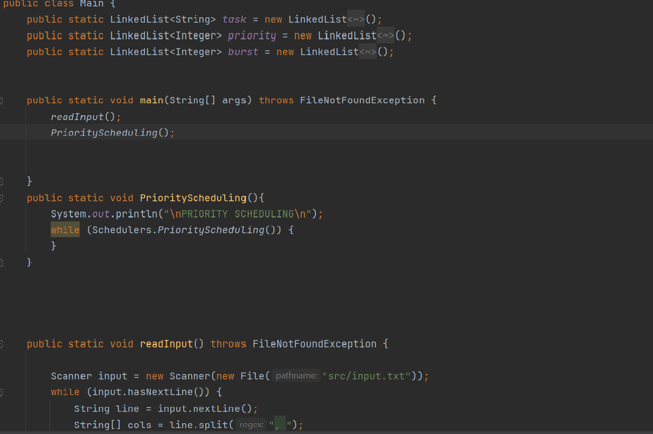 for public static boolean SJF() {*/insert code*/} and Main() This programming assignment