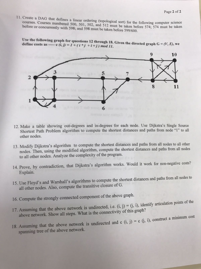  Create a DAG that defines a linear ordering (topological sort) for