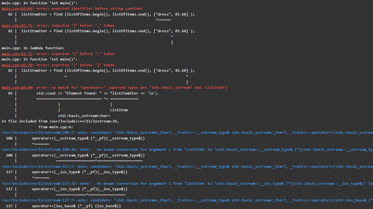 I am writing a c++ program that uses the find() to find