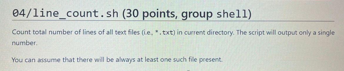 Solution will submitted to the GitLab. Count total number of lines of