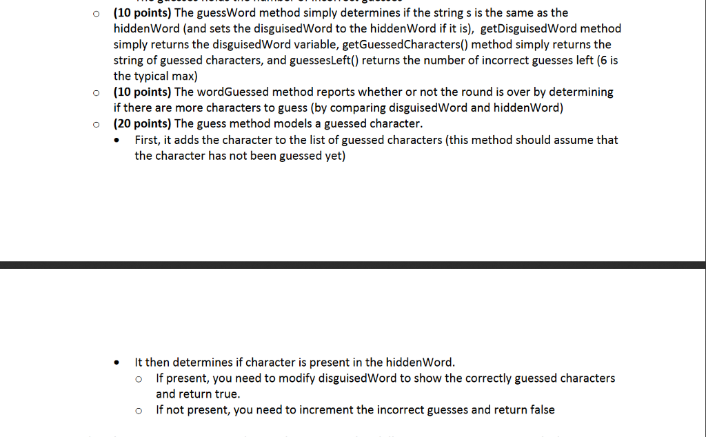 object method instead of array method (60 points) Create a HangmanRound class