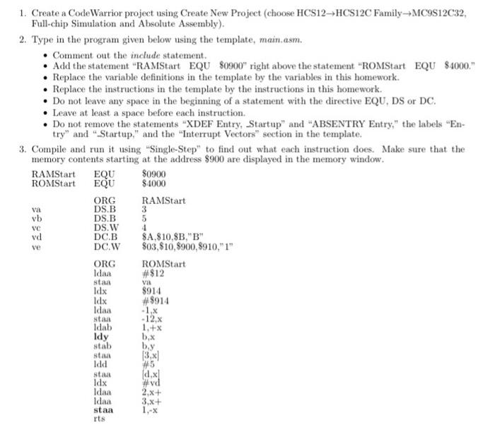  1. Create a Code Warrior project using Create New Project (choose