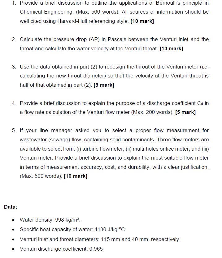 of the Venturi inlet and the throat are A1 and At, respectively.