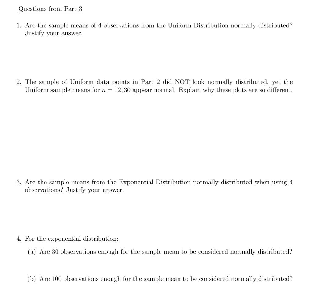 create probability plots and histograms from samples taken from non-normal distributions using