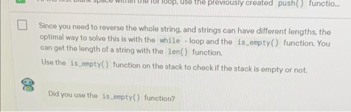 python 100p, use the previously created push(functio... Since you need to reverse