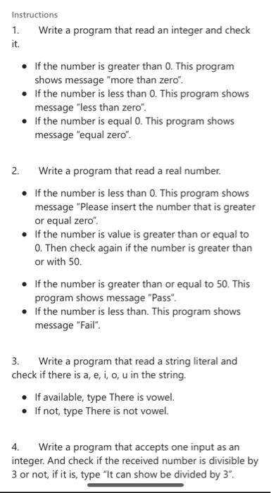 use Python for question 1-4 Instructions 1. Write a program that read