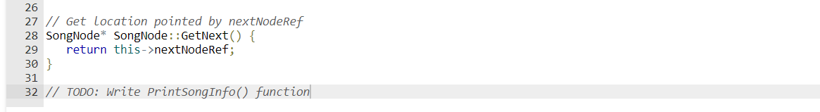 Own Me Length: 151 Artist: Lesley Gore \#include iostream> \#include "SongNode.h" //