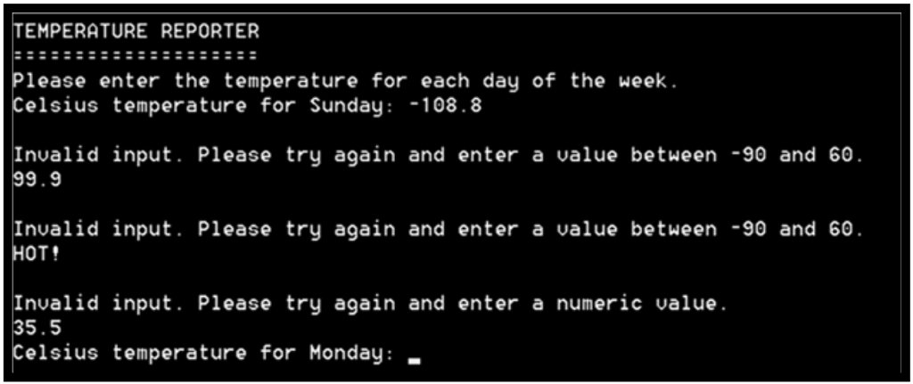  C++ program that will have the user enter Celsius temperature readings