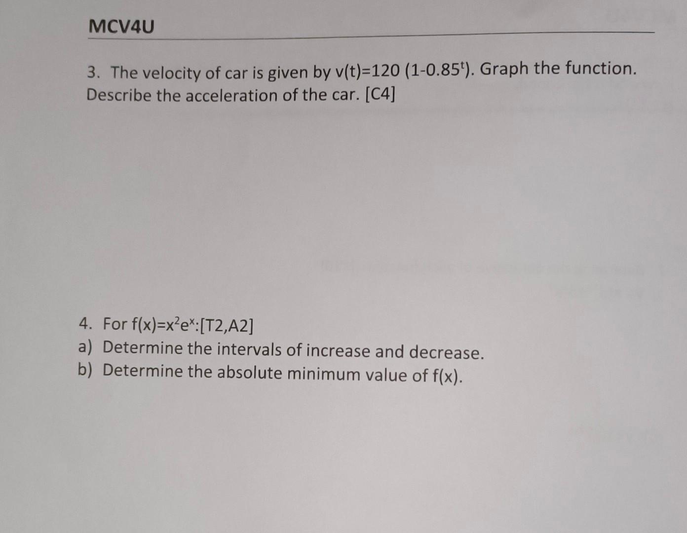  please help me solving question 3 and 4 3. The velocity