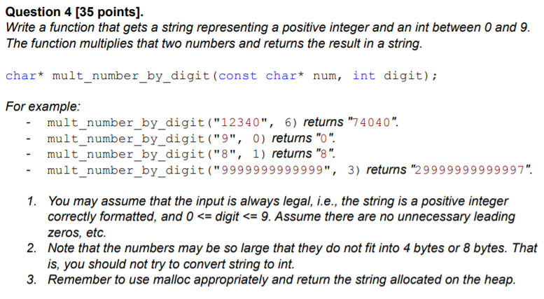  Question 4 [35 points). Write a function that gets a string