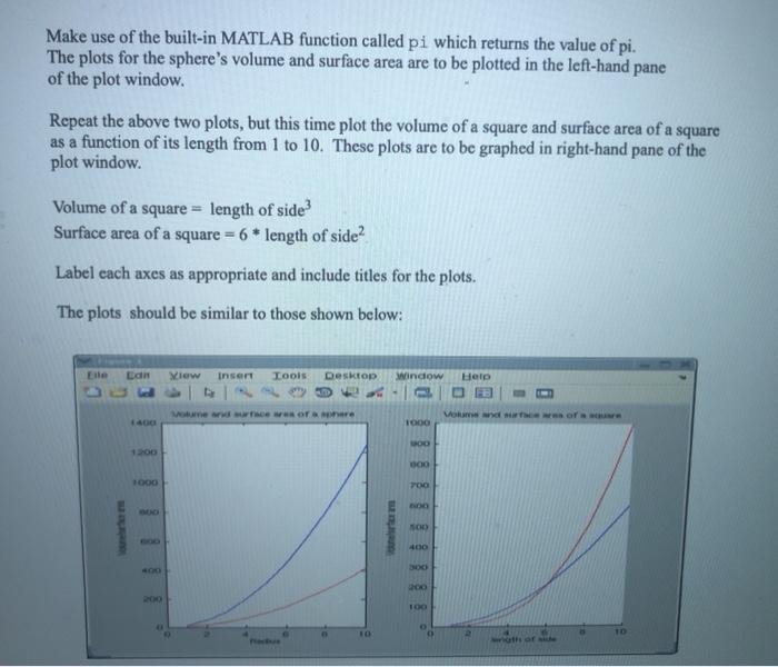 subplot and plot commands, plot the volume of a sphere as a
