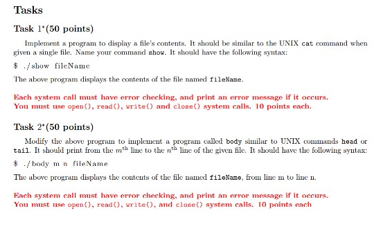  Linux Basic I/O. Please solve task 2 Tasks Task 1'(50 points)